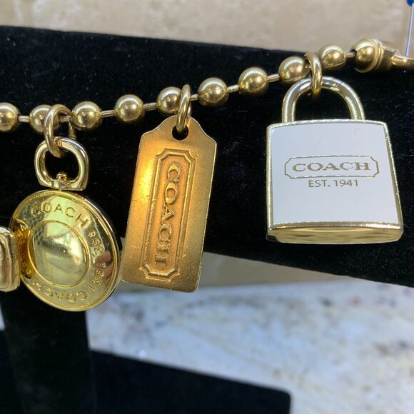 Coach Charm Bracelet Chunky VTG Gold Tone 7 1/2" - Picture 11 of 13